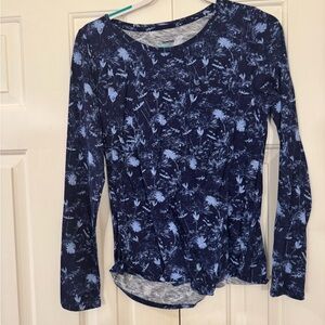 Sonoma Navy and Light Blue Floral Blouse